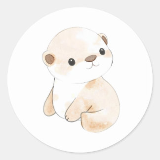 Cute Baby Otter Watercolor Illustration Sticker