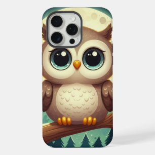 Cute baby owl at night with moon iPhone 15 pro max case
