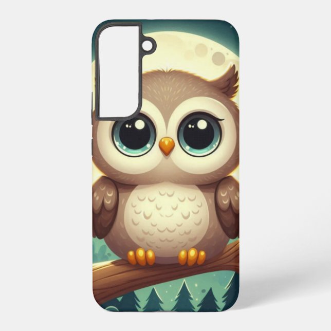 Cute baby owl at night with moon samsung galaxy s22+ case (Back)