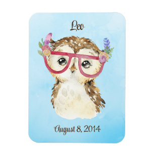Cute Baby Owl Birthday Reminder Magnet