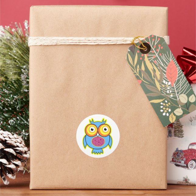 Cute Baby Owl Cartoon Sticker (Holiday)