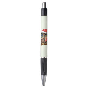 Cute Baby Owl In Christmas Hat Pen