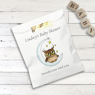 Cute Baby Owl Moon Stars Blue Shower Favour Bags