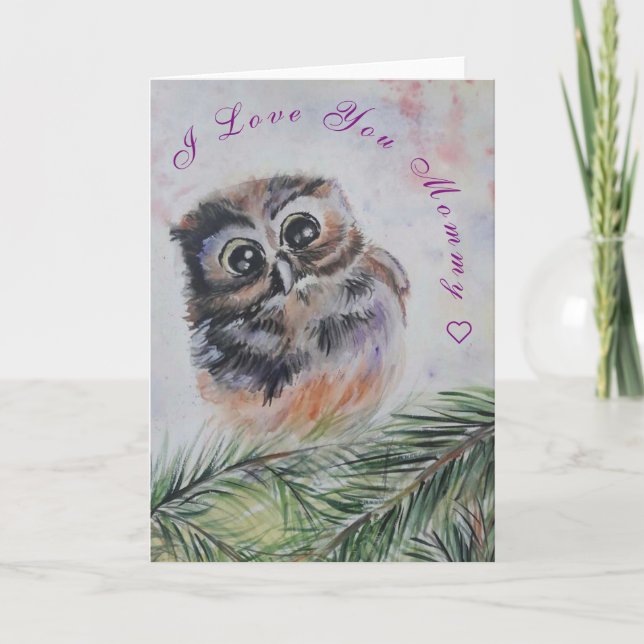 Cute Baby Owl Mother's Day Card (Front)