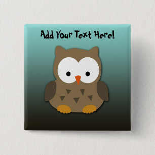 Cute Baby Owl Personalised 15 Cm Square Badge