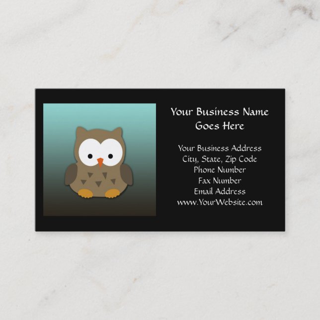 Cute Baby Owl Personalised Business Card (Front)