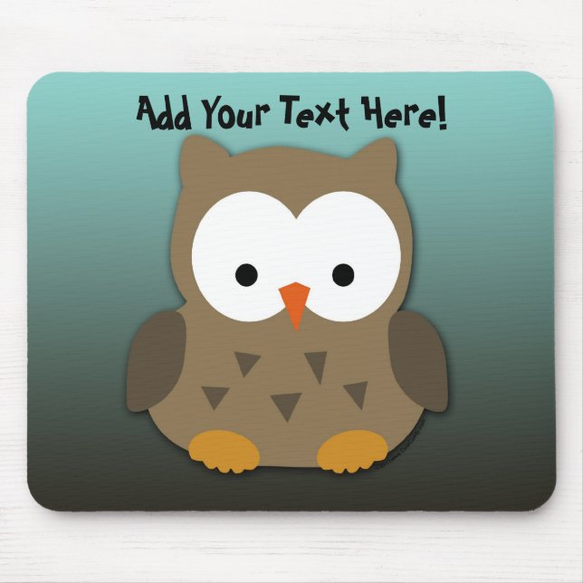 Cute Baby Owl Personalised Mouse Mat (Front)