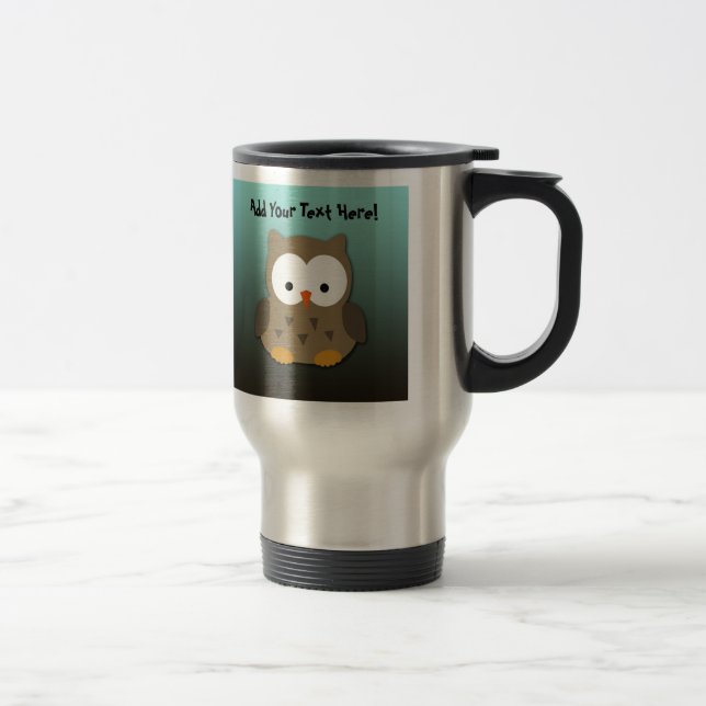 Cute Baby Owl Personalised Travel Mug (Right)