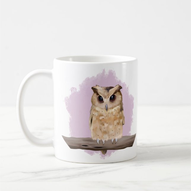 Cute Baby Owl - Pink Coffee Mug (Left)