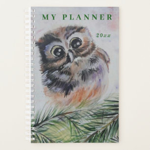 Cute Baby Owl Planner Personalised Year - Text