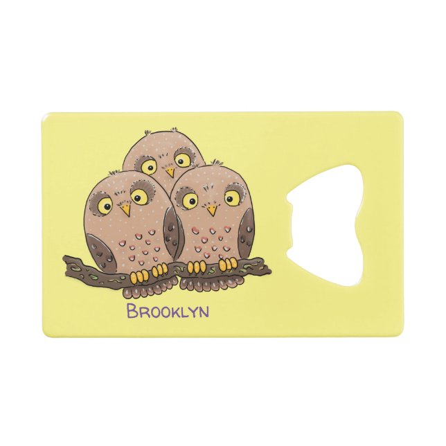 Cute baby owl trio cartoon illustration (Front (Horizontal))
