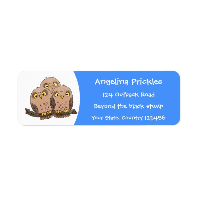 Cute baby owl trio cartoon illustration (Front)