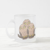 Cute baby owl trio cartoon illustration