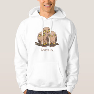 Cute baby owl trio cartoon illustration hoodie