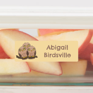 Cute baby owl trio cartoon personalised