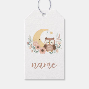 Cute baby owl with moon gift tags