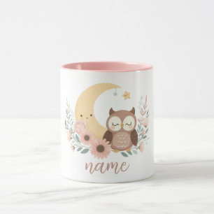Cute baby owl with moon mug
