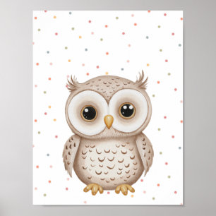 Cute Baby Owl Woodland Animal Nursery Posters 