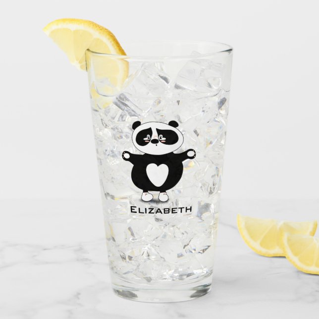 Cute Baby Panda add Name Glass (Front Ice)