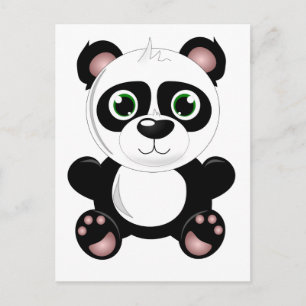 Cute baby panda animation cartoon illustration postcard