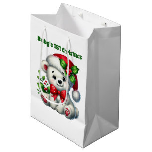 Cute baby panda ber first Christmas customisable Medium Gift Bag
