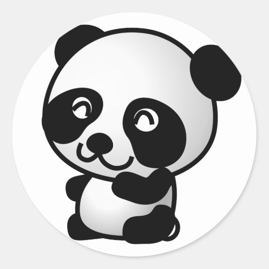Cute Baby Panda Cartoon Classic Round Sticker Zazzle Co Uk