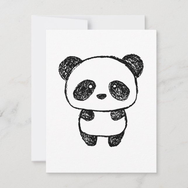 Cute Baby Panda Drawn in Charcoal - Amanda Roos Card (Front)