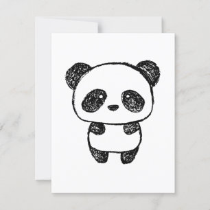 Cute Baby Panda Drawn in Charcoal - Amanda Roos Card