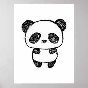 Cute Baby Panda Drawn in Charcoal - Amanda Roos Poster