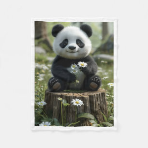 Cute Baby Panda Flower Blanket