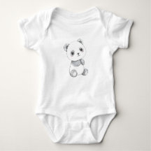 Cute Baby Panda Illustration Baby Jersey Bodysuit