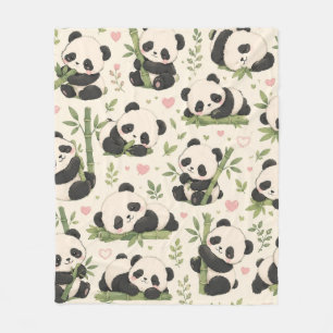 Cute Baby Panda Pattern Fleece Blanket