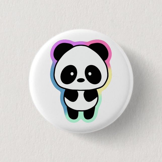 Cute Baby Panda - Rainbow Colors 3 Cm Round Badge (Front)