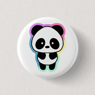 Cute Baby Panda - Rainbow Colors 3 Cm Round Badge