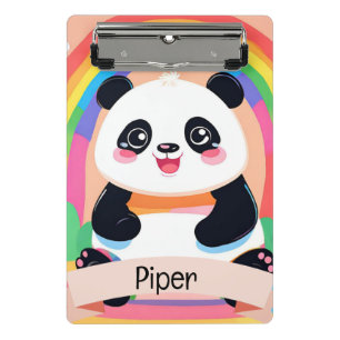 Cute Baby Panda Rainbow Mini Clipboard