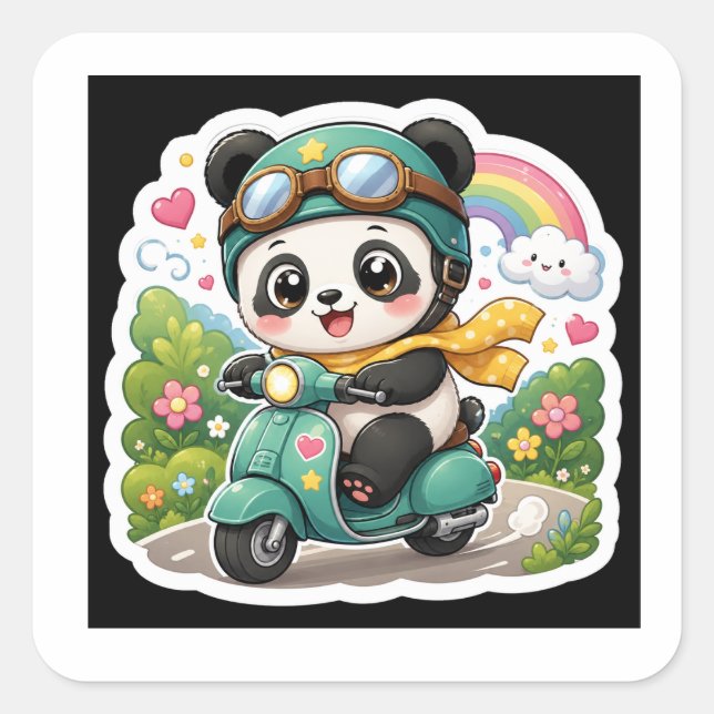 Cute Baby Panda Reading Book Sticker (Front)