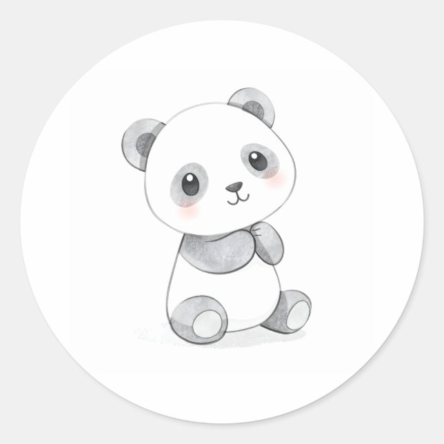 Cute Baby Panda Sticker Watercolor Illustration  (Front)
