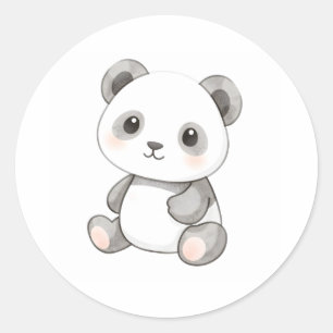 Cute Baby Panda Sticker Watercolor Illustration