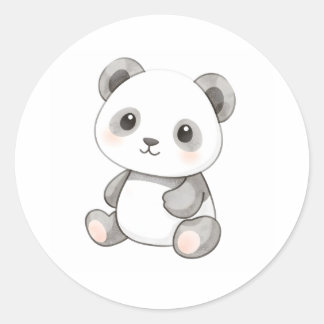 Cute Baby Panda Sticker Watercolor Illustration