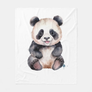 Cute baby panda watercolor fleece blanket