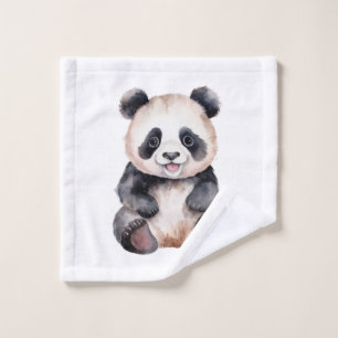 Cute baby panda watercolor wash cloth