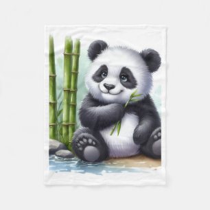 Cute Baby Panda With Bamboo Fleece Baby Blanket