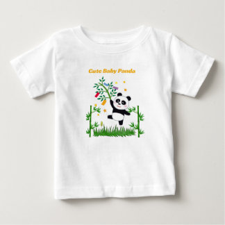 Cute Baby Panda with Bamboo Illustration T-Shirt |