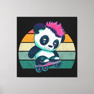 Cute Baby Panda with mohawk   Skater Panda Canvas Print
