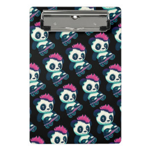 Cute Baby Panda with mohawk Skater Panda Mini Clipboard