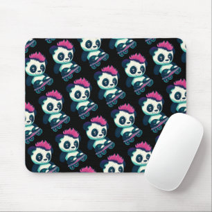 Cute Baby Panda with mohawk   Skater Panda Mouse Mat