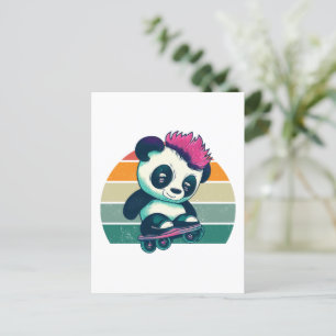 Cute Baby Panda with mohawk Skater Panda Postcard