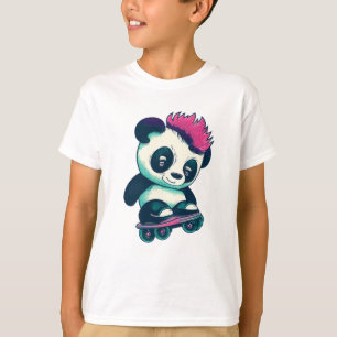 Cute Baby Panda with mohawk   Skater Panda T-Shirt