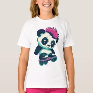 Cute Baby Panda with mohawk   Skater Panda T-Shirt
