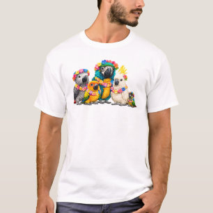 Cute Baby Parrots Wearing Leis T-Shirt